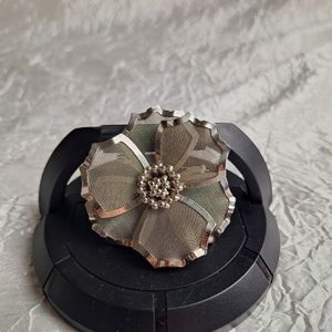 Vintage B.E.D. Silvertone Mesh Flower Brooch